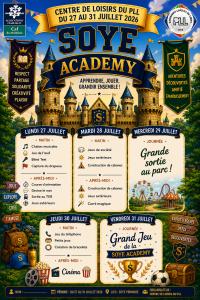SOYE PRIM Prog du 27 au 31 juillet.